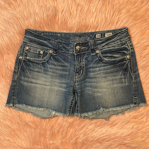 Miss Me Pants - Miss Me Y2K Low Rise Floral Bling Pocket Jean Short Size 28